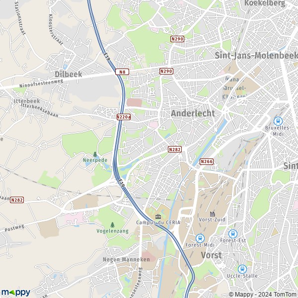 De kaart voor de stad 1070 Anderlecht