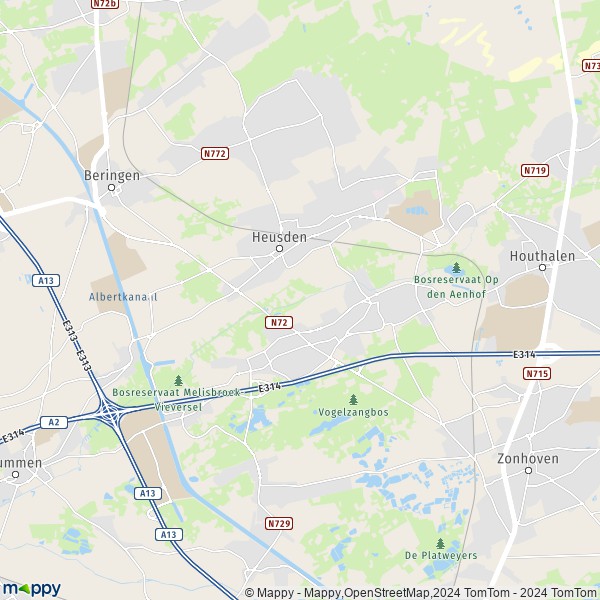 De kaart voor de stad 3550 Heusden-Zolder