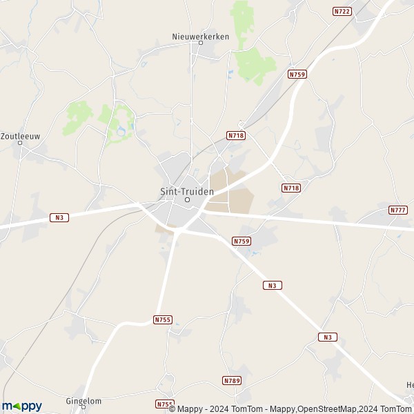 De kaart voor de stad 3800-3806 Sint-Truiden