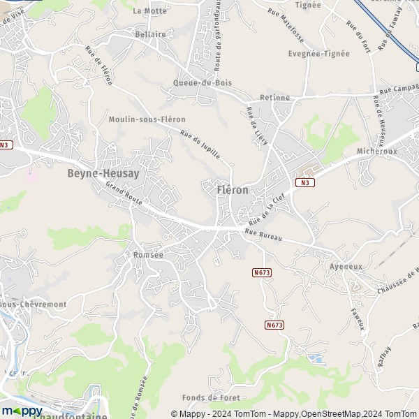De kaart voor de stad 4620-4624 Fléron