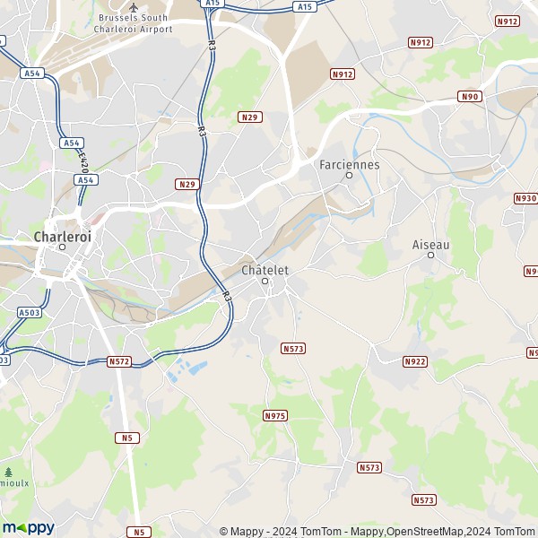De kaart voor de stad 6200 Châtelet